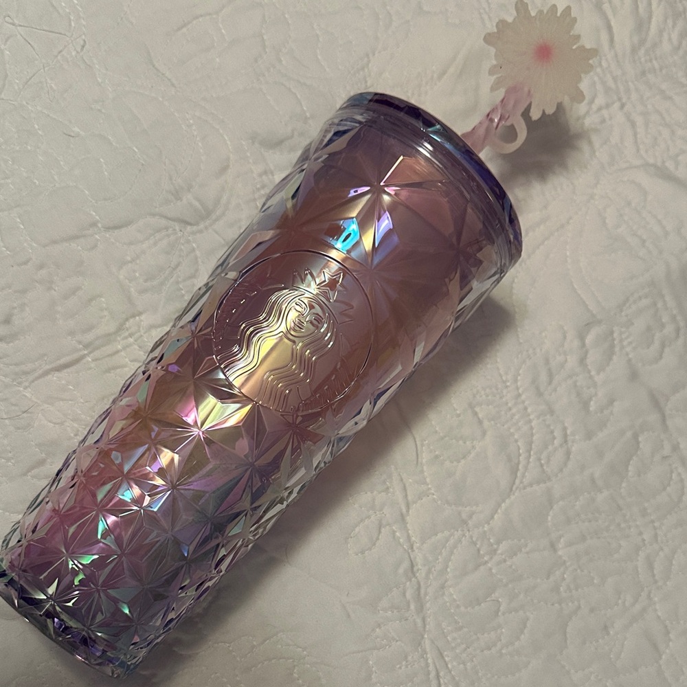 Starbucks x Wicked 2024 Tumbler Pink Purple Iridescent Glinda Snowflake Topper